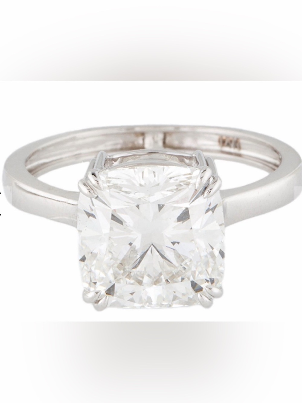 Diamond 4.92 ct Cushion Cut Solitaire Ring in White Gold Lab Grown